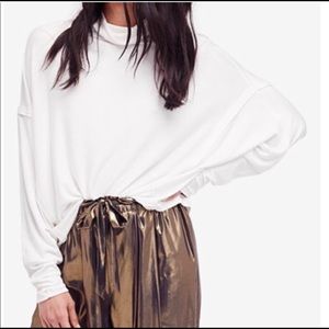 Free People Turtleneck Lightweight Sweater Ivory